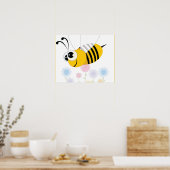 Poster Caricature Bumble Bee and Flowers (Cuisine)