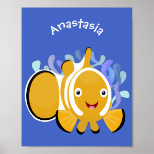 Poster Caricature d'anénome de poisson clown joli