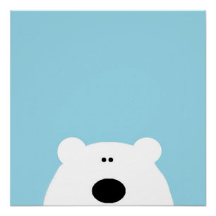 Poster Caricature d'art bleu Ours polaire