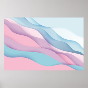 Poster Caricature d'art en papier ondes abstraites. Redéc