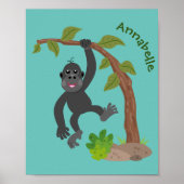 Poster Caricature de bébé gorille joyeux (Devant)