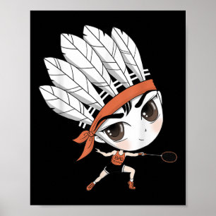 Poster Caricature de Birdie Manga de Cute Chibi Badminton