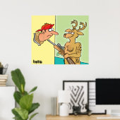 Poster Caricature de chasse aux cerfs de la Revanche blan (Bureau à domicile)