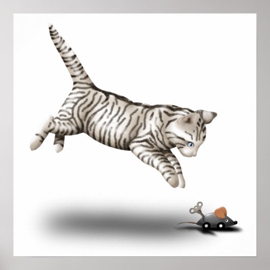 Poster Caricature de chat et souris (Devant)