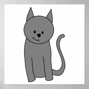 Poster Caricature de chat gris fumé.