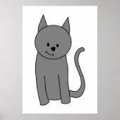 Poster Caricature de chat gris fumé (Devant)