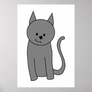 Poster Caricature de chat gris fumé