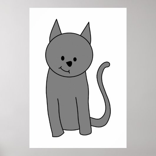Poster Caricature de chat gris fumé (Devant)