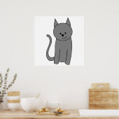 Poster Caricature de chat gris fumé (Cuisine)