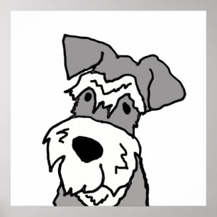 Poster Caricature de Chien Schnauzer Miniature Cute