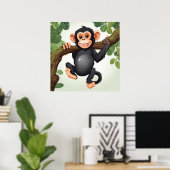 Poster Caricature de chimpanzé fou mignon (Bureau à domicile)