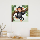 Poster Caricature de chimpanzé fou mignon (Cuisine)