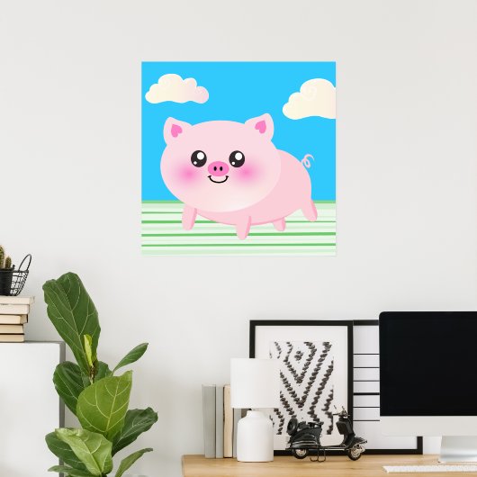 Poster Caricature de cochon mignon (Bureau à domicile)