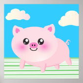 Poster Caricature de cochon mignon (Devant)