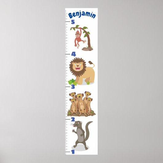 Poster Caricature de croissance des animaux safari mignon (Devant)