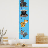 Poster Caricature de croissance des animaux safari mignon (Cuisine)