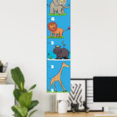 Poster Caricature de croissance des animaux safari mignon (Bureau à domicile)