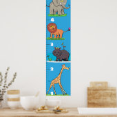 Poster Caricature de croissance des animaux safari mignon (Cuisine)