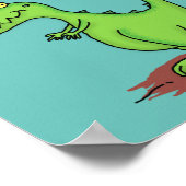 Poster Caricature de dragon dragon drôle et vert respiran (Coin)
