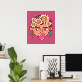 Poster Caricature de Frida Kahlo (Bureau à domicile)