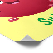 Poster Caricature de fruits à la grenade joyeux (Coin)