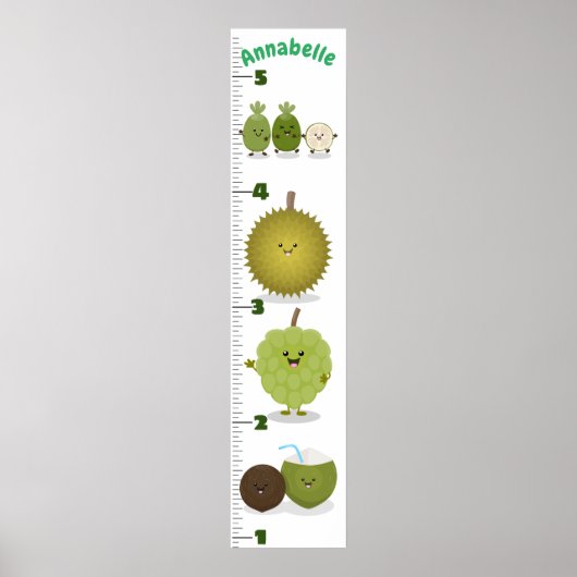 Poster Caricature de fruits mignons graphique de croissan (Devant)