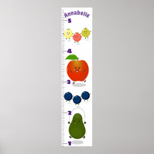 Poster Caricature de fruits mignons graphique de croissan