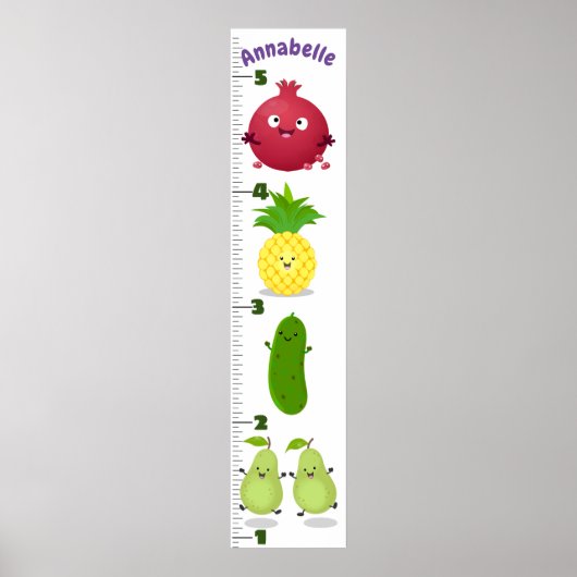 Poster Caricature de fruits mignons graphique de croissan (Devant)