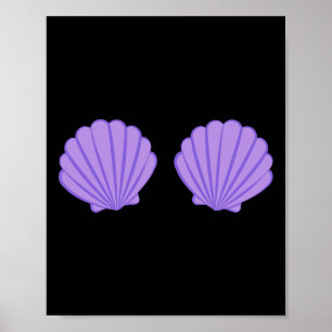 Poster Caricature de la barre de coquillages mauve de sir