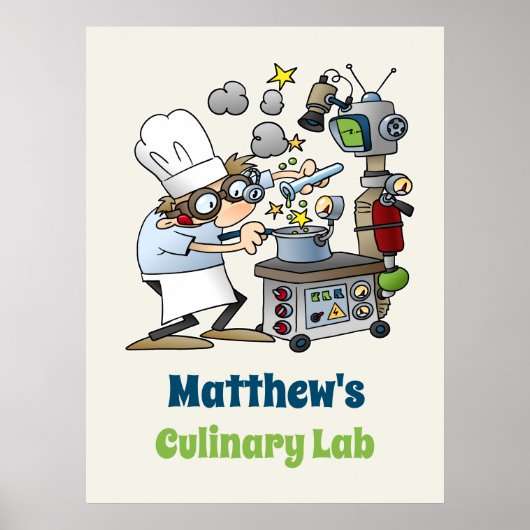 Poster Caricature de laboratoire culinaire de chef de Whi (Devant)
