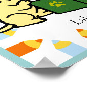 Poster Caricature de lecture de marionnettes Labrador (Coin)