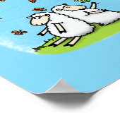 Poster Caricature de moutons mignons amis et papillons (Coin)