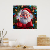 Poster Caricature de Noël Festin Père Noël (Cuisine)