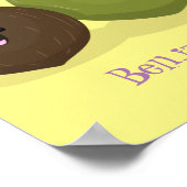 Poster Caricature de noix de coco kawaii joyeux (Coin)