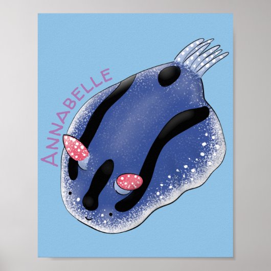 Poster Caricature de nudibranche bleu mignon (Devant)