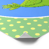 Poster Caricature de perruche verte curieuse (Coin)