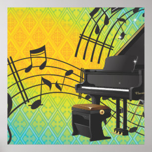 Poster Caricature de piano