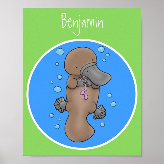 Poster Caricature de platypus bébé très heureuse (Devant)