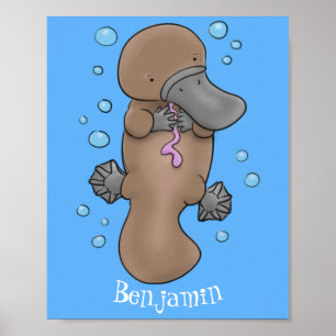 Poster Caricature de platypus bébé très heureuse