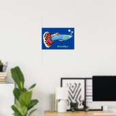 Poster Caricature de poisson tropical guppy très chic (Bureau à domicile)