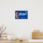 Poster Caricature de poisson tropical guppy très chic (Cuisine)