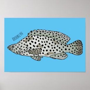 Poster Caricature de poissons de mérou à bosse