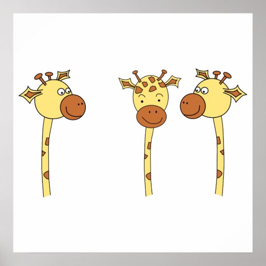 Poster Caricature de trois girafes. (Devant)