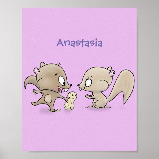 Poster Caricature d'écureuils marrants (Devant)