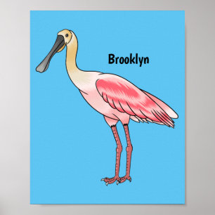 Poster Caricature d'oiseau de spatule de rose