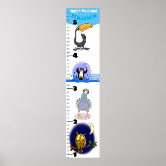 Poster Caricature d'oiseaux amusant mignon graphique de c (Devant)