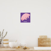 Poster Caricature d'ours d'eau tardigrade rose mignon (Cuisine)