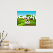 Poster Caricature drôle vache (Cuisine)