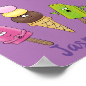 Poster Caricature drôles de glace popsicle dessin animé t (Coin)