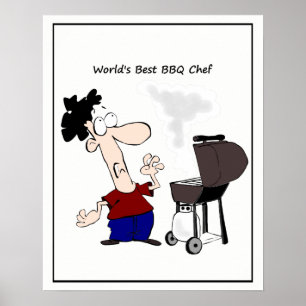 Poster Caricature du meilleur chef barbecue du monde